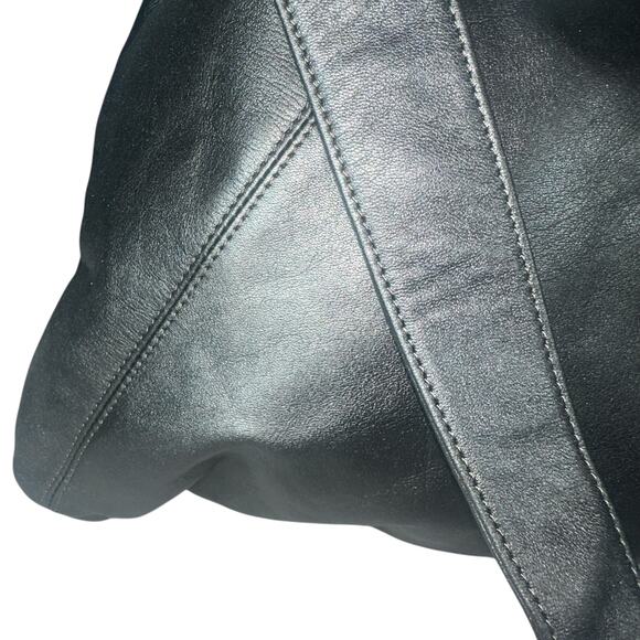 Americana by Sharif Metallic Gray Leather Shoulder Crossbody Bag Slouchy Chic - Picture 12 of 16